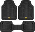 Cat® ToughRide™ Heavy-Duty 3 Piece Rubber All Season Floor Mats for Car Truck Van SUV, Black - Premium Trim to Fit Cars Floor Mat, All Weather Deep Dish Automotive Floor Mats, Total Dirt Protection