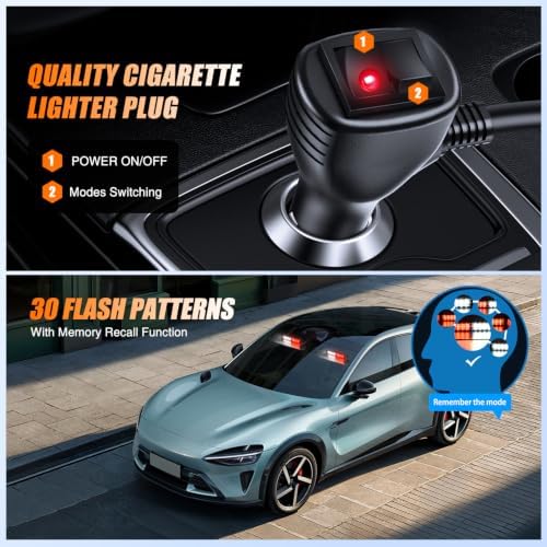 Nilight 16LED Red White Dash Strobe Light Cigarette Lighter Plug