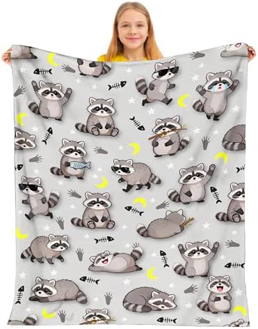 Raccoon Blanket Raccoons Throw Blanket Raccoon Lovers Gifts Soft Fluffy Animal Print Plush Throw for Bedroom Sofa Couch Travel Camping Christmas Birthday Gifts for Women Men Kid 40"x30" by Cvrozpwy