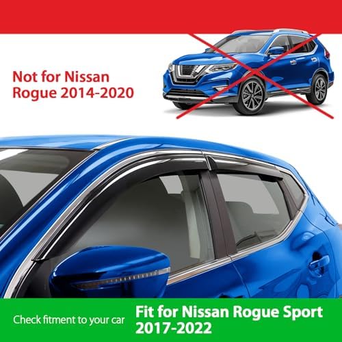 Goodyear Shatterproof Window Deflectors for Nissan Rogue Sport 2017-2022, Tape-on Rain Guards, Window Visors, Vent Deflector Visor, Car Accessories, 4 pcs. - GY008813