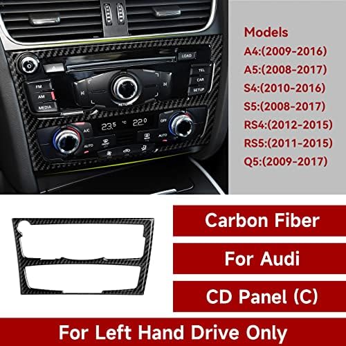 Car Air Conditioning CD Panel Decals for Audi A4 A5 S4 S5 RS4 RS5 Q5 Accessories Carbon Fiber Interior Stickers, Style C