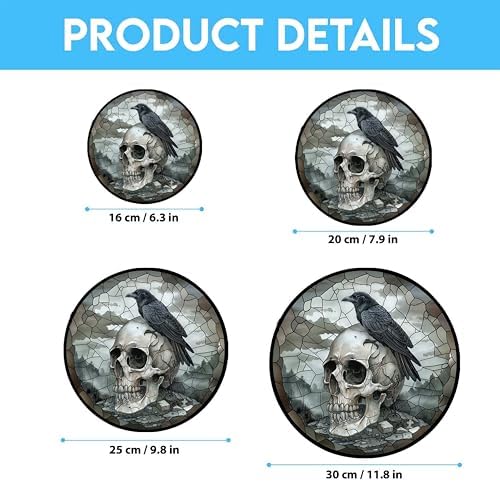 Skull Crow Stained Glass Window Hanging Colorful Suncatchers Stained Glass Panel Sun Catchers Wall Hanging Decor Gifts for Mom,Grandma - Image 6