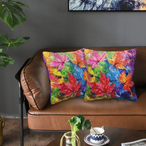 Colorful Autumn Maple Leaf Throw Pillow Covers 18x18 inch Set of 2 Pillow Case Cushion Cover for Home Sofa Couch Living Room Car Decor - Image 6