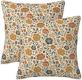 KiuLoam Fall Vintage Floral Block Print Throw Pillow Covers 16x16 Set of 2 by KiuLoam
