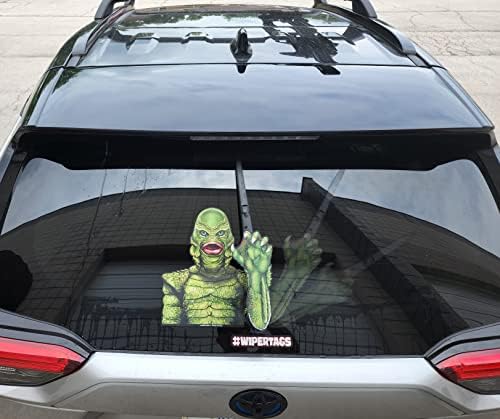 Gill-Man Creature from The Black Lagoon Nostalgic Horror Waving WiperTags with Decal for Rear Vehicle Wipers. Universal fit. Made in USA.