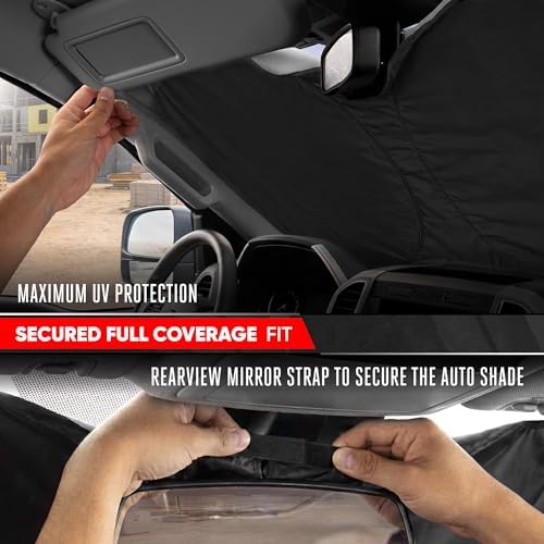 Motor Trend Custom Fit Ford Super Duty Sun Shade for Windshield 2017-2026 Ford F-250 F-350 F-450 F-550 Accessories - Truck Windshield Sunshade Foldable Car Sun Blocker - Interior UV Protection Visor