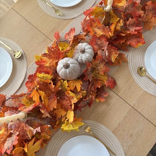 CQURE 20 Pack Fall Leaf Garland, Total 118Ft Artificial Fall Vines Autumn Garland Fall Maple Leaves Thanksgiving Decor for Home Wedding Fireplace Party - Image 6