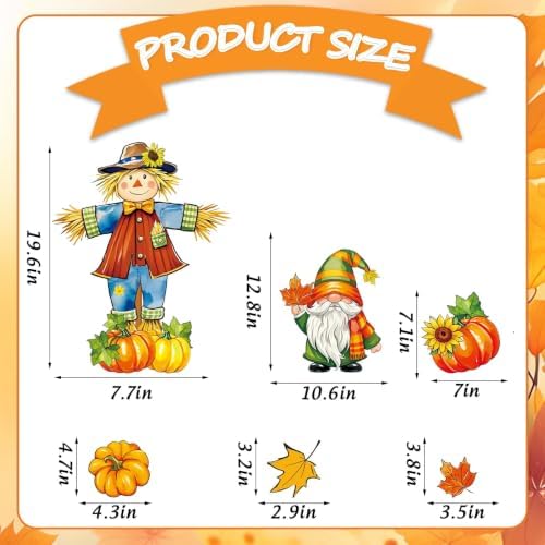 FYSUIMU 23 Pcs Thanksgiving Fall Garage Decoration Magnet Stickers Scarecrow Gnome Pumpkin Maple Leaves Refrigerator Decals for Autumn Harvest Home Party Garage Door Car - Image 2