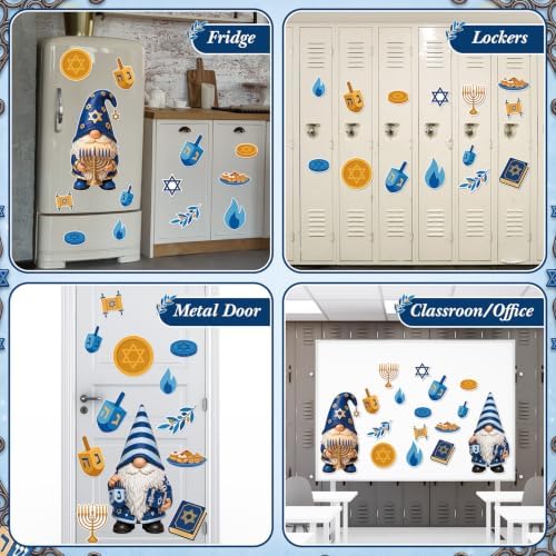 Flutesan 16 Pcs Hanukkah Garage Door Magnets, 26" Gnome Menorah Dreidel - Image 4