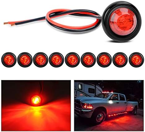 Nilight 3/4" Round LED Clearance Marker Lights,Red, 10-Pack