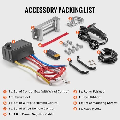 VEVOR Electric Winch, 18,000 lb Truck Trailer Jeep Winch, 12V DC 7/16 in x 85 ft Steel Cable Roller Fairlead Wireless & Wired Remote Control, IP55 Waterproof Towing for Off Road SUV Jeep Truck Trailer - Image 6