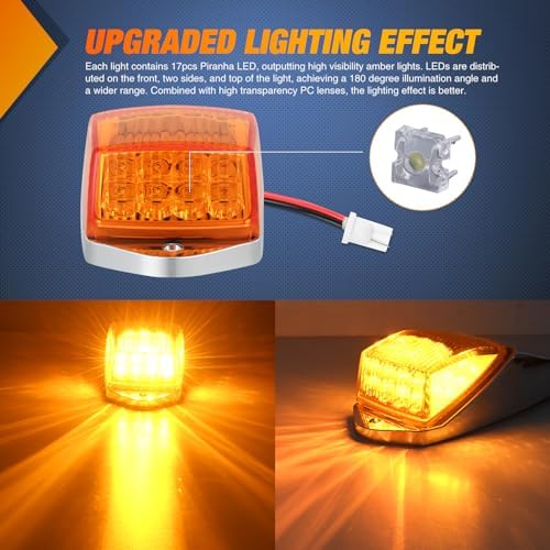 Nilight Cab Roof Marker Light 5 PCS 17 LED Amber Top Clearance Lights