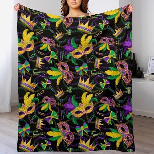 Socira Mardi Mask Gras Blanket Throw Blanket Mardi Mask Gras Gifts for Women Men Soft Sofa Throws for Travel Camping Bed Home Decor Car Birthday Gift 40"*50" （100 * 130cm） - Image 2
