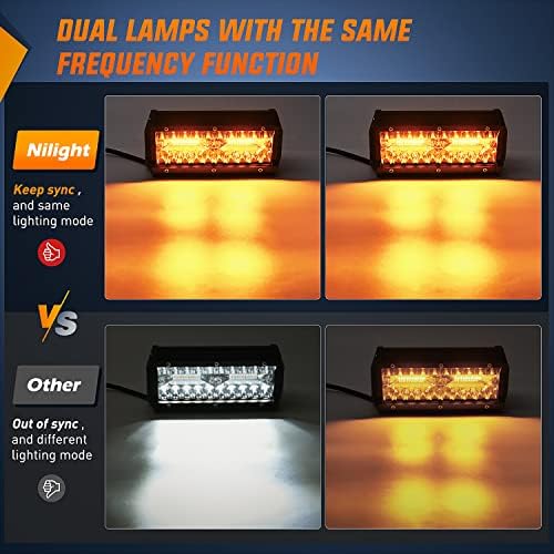 Nilight 6.5inch Amber White Strobe 6 Modes 120W LED Pod Light