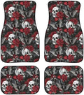 Skull Car Rubber Floor Mat Retro Gothic Rose Bat 4PCS Geometric Fragments Front and Rear Mats Non-Slip Floor Mats Heel Pad Halloween Black Skull Fit for SUV Van Truck Car