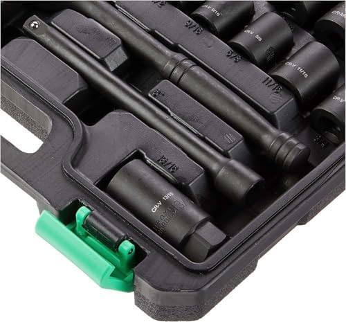 Amazon Basics 46-Piece 3/8-Inch Drive Socket Set with 6 & 12 Point Sockets, 72 Teeth Ratchet, SAE & Metric Sizes, Extension Bars, Universal Joint, Carrying Case - Image 4