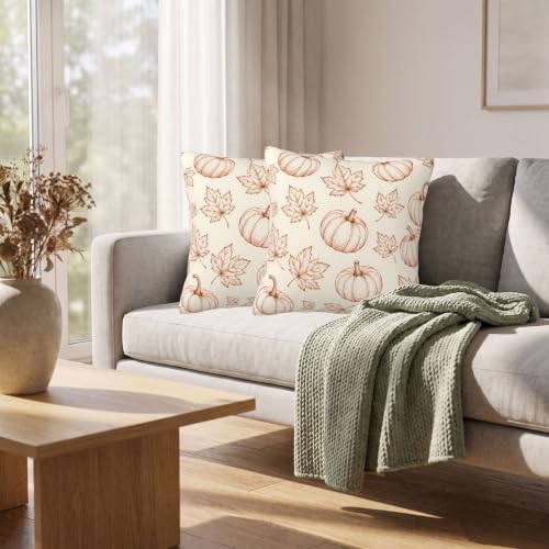 KiuLoam Fall Pillow Covers 16x16 Set of 2 Burnt Orange Pumpkin Decor - Image 6