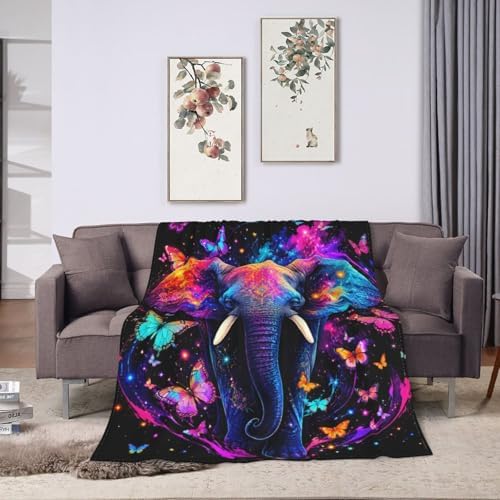 Colorful Elephant Blanket for Women, Gifts for Girls, Galaxy Blankets for Kids, Soft Cozy Lightweight Throw for Bed Sofa Home Travel Room Decor, 50x60 Inch - Image 5