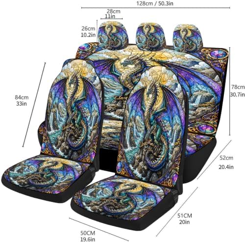 Wolf Dragon Deer Car Seat Covers Full Set, Universal Auto Seat Protector