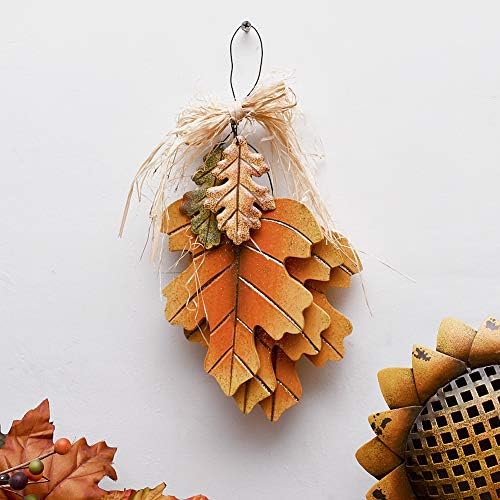 Wooden Hanging Fall Leaves Decor Maple Oak Leaves Rustic Autumn Decor Wall - Image 4