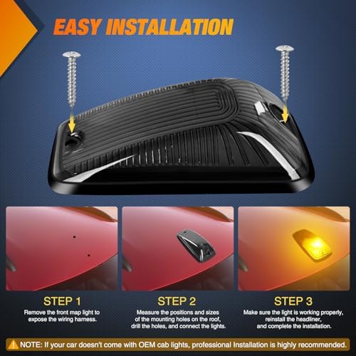 Nilight LED Cab Marker Light Smoke Lens Fits 1988-2002 GMC Chevrolet