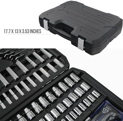 Amazon Basics 201-Piece Mechanic's Socket Tool Set With Case, SAE and Metric Sizes, Chrome-Vanadium Steel, Portable - Image 4