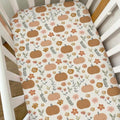 Pastel Autumn Pumpkin Flowers Baby Crib Sheets for Boy Girl Boho Pumpkin Fall Floral Retro Soft Snug Fitted Crib Mattress Covers for 52''x28'' Standard Crib & Toddler Mattress Thanksgiving Bed Sheet by Unknown