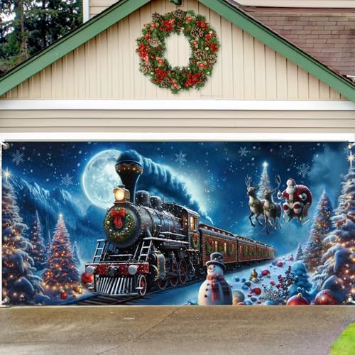 Preboun Christmas Polar Garage Door Decoration 7 x 16 ft Believe Train - Image 4
