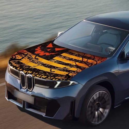 Halloween Large Scary Pumpkin Car Hood Cover,4x5ft, Universal Fit
