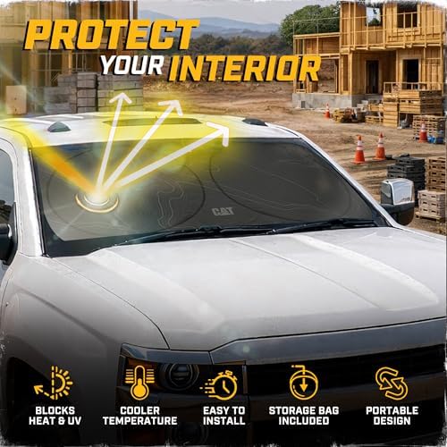 Windshield Sun Shade for Chevy Silverado 3500 2015-2019, Foldable Front Window Sunshade, UV Heat Blocker, Interior Protection Sun Shield, Keeps Truck Cab Cool, Heavy-Duty Truck Accessory - Charcoal