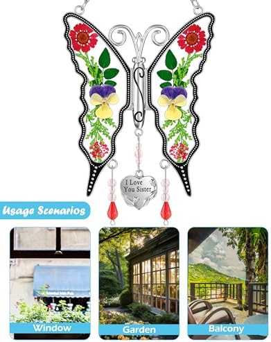 KY&BOSAM Butterfly Suncatcher Stained Glass for Windows Hangins - Image 6