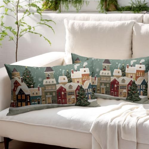 Winter Christmas House Lumber Pillow Covers 12x20 Set of 2 Highly Absorbent - Image 3