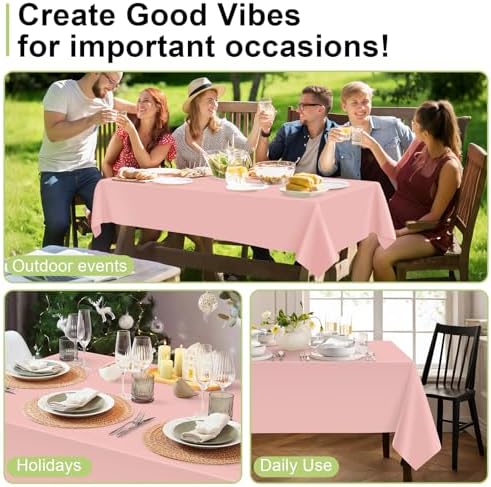 QIKSION 12 Pack Blush Pink Plastic Tablecloth, Dusty Pink Table Cloth - Image 4