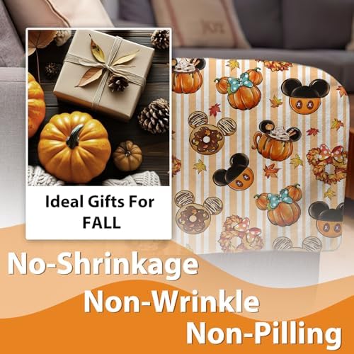 Fall Pumpkin Flannel Blanket, Autumn Thanksgiving Throw Blanket - Image 4