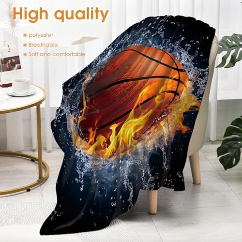 Basketball Blanket Sports Gifts for Men Women Kids Teen Boys Girls Birthday Christmas Halloween Easter Son Boyfriend Students Team Player Teammates Throw Blanket 50"x60" - Image 4