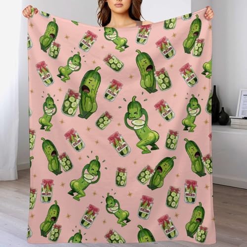 Socira Pink Funny Pickle Blanket Throw Blanket Pink Funny Pickle Gifts for Women Men Soft Sofa Throws for Travel Camping Bed Home Decor Car Birthday Gift 60"*80"（150 * 200cm） - Image 2