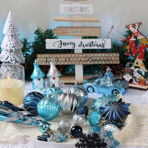 Blue and Sliver Fall Christmas Ornaments for Tree Thanksgiving Decorations - Image 4