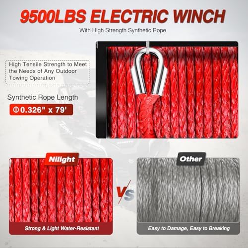 Nilight 9500 LBS Electric Winch 12V Portable Winches for Trailer Jeep ATV - Image 4