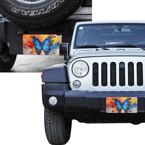 Blue Butterfly Graffiti Front License Plate 6" * 12" for Women
