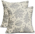 Grey Gray Fall Pillow Covers 16x16 Set of 2 Cream Maple Leaf Print Autumn Colored Harvest Decorative Outdoor Pillowcases Farmhouse Seasonal Throw Cushion Case Decor for Home Couch Sofa Bed by Aytipun