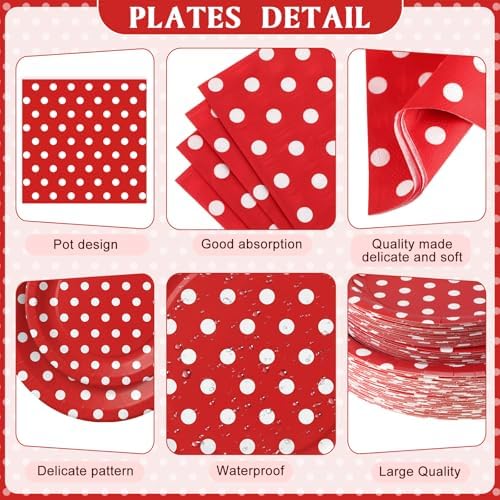 Funnymoom 452 Pcs Red Polka Dot Birthday Party Decoration for 50 Guests - Image 2