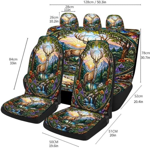 Wolf Dragon Deer Car Seat Covers Full Set, Universal Auto Seat Protector
