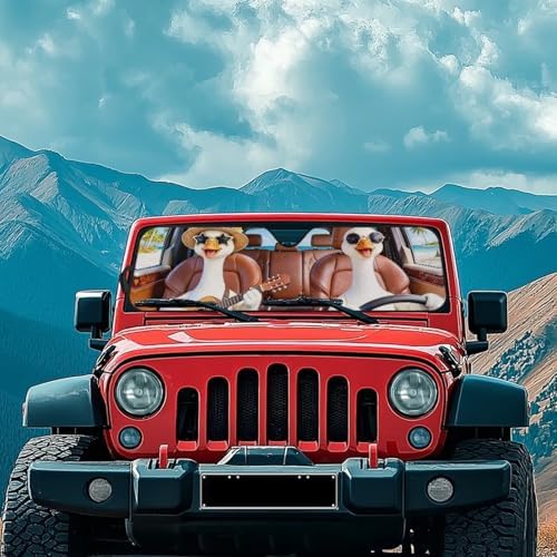 Renewold Funny Goose Automotive Windshield Sunshade Front Window Sun Visor Foldable Keep Cool Sun Shield Cover Car Window Shade Fit for Jeep Wrangler JK JL 2/4 Door Jeep Gladiator JT 2020-2023