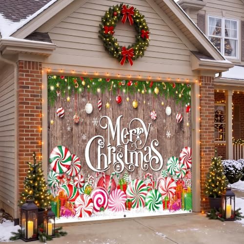Teenyyou Christmas Garage Door Cover 7 x 8 ft Peppermint Candy - Image 7