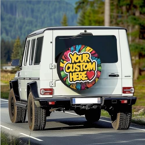 Custom Spare Tire Cover with Camera Hole, Personalized Printing with Your LOGO Photo Design Spare Tire Cover for SUV, Truck, Trailer, RV, Camper, Accessories 16" Fits Tire Diameter 29.6"-31.5"