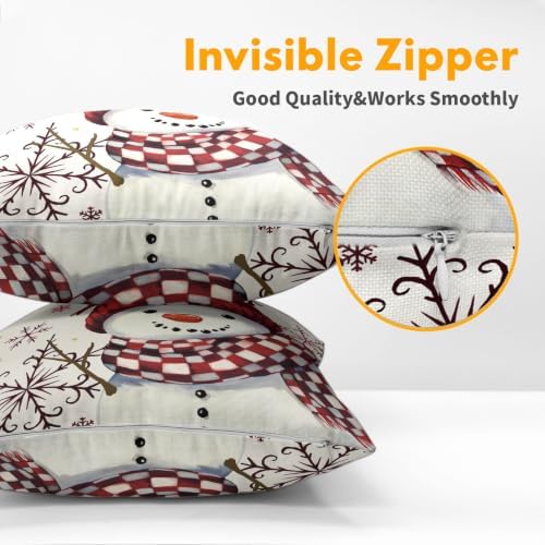 Christmas Red Throw Pillow Covers 18x18 Set of 2 Winter Snowman Snowflake - Image 6