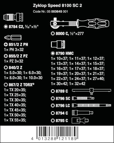 Wera 8100 SC 2-1/2-Inch 1/2-Inch Dr. Set 2, Multi-Color, Alloy Steel - Image 2