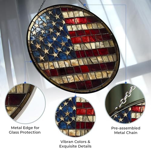 USA Flag Stained Glass Sun Catcher Mountain Stained Glass Window Hanging, Suncatchers Lavender Wall Decor, for Women/Friends/Lover - Image 3