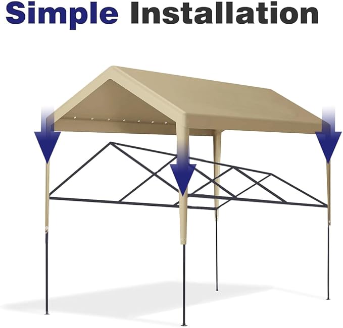Rutile 10 x 20 FT Carport Replacement Cover, Heavy Duty Car Tarp Canopy Tent - Image 7