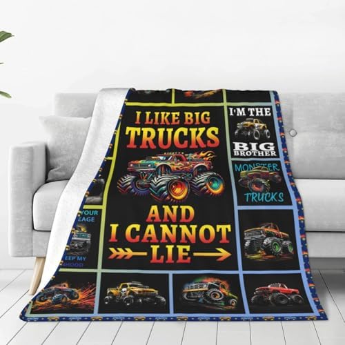 Truck Blanket Trucks Throw Blanket Truck Car Lover Gift for Boys Kids Room Decor Soft Warm Fleece Flannel Plush Blankets for Couch Sofa Bed 50"X60" - Image 3